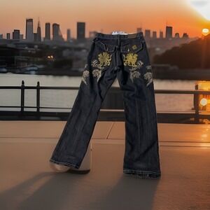 Attitude Gold Skater Jeans Brooklyn Mens 34/34 Hip Hop Grunge Big Pockets